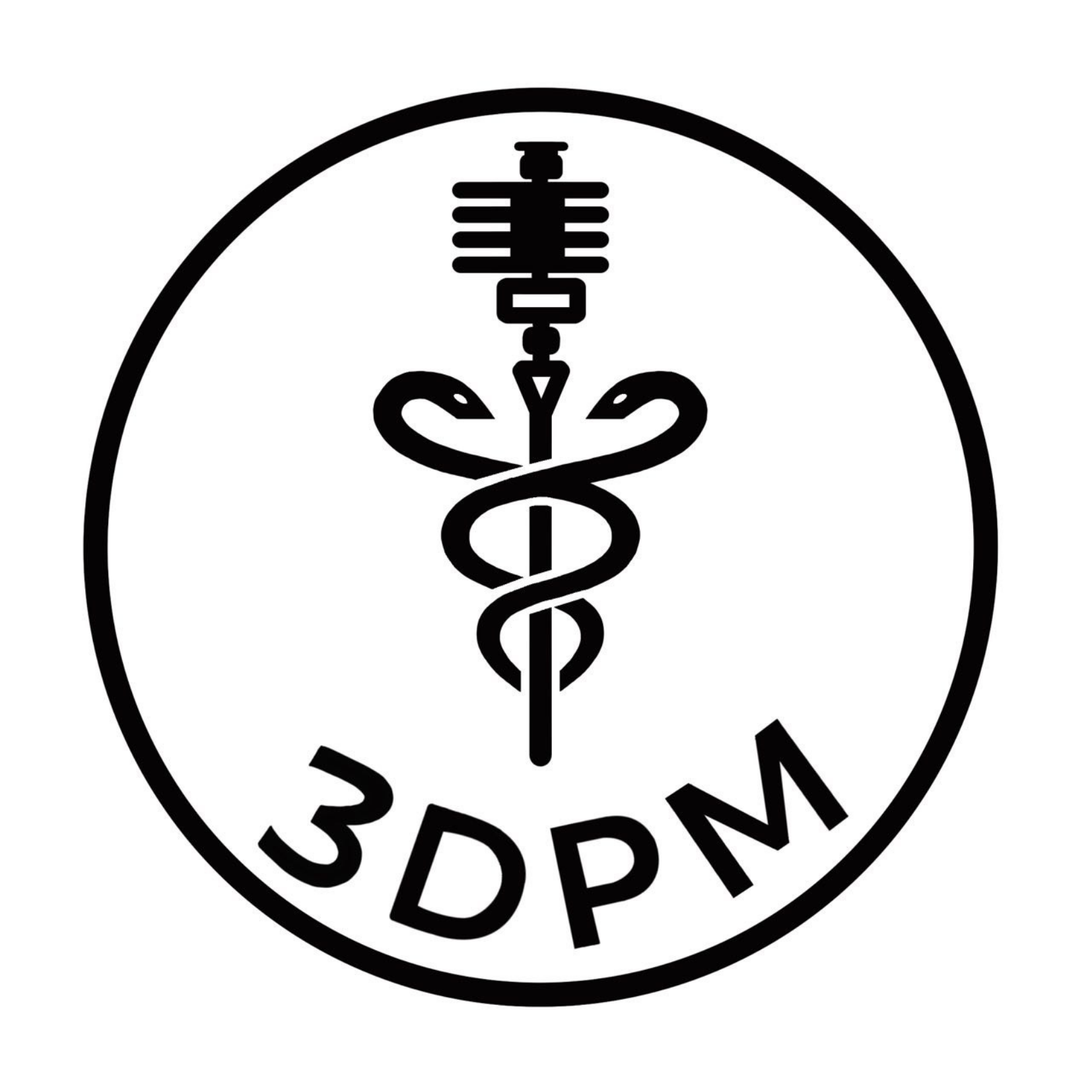 Logotipo en negro y blanco de la Secretaría de Salud, con un caduceo en el centro y letras circulares.