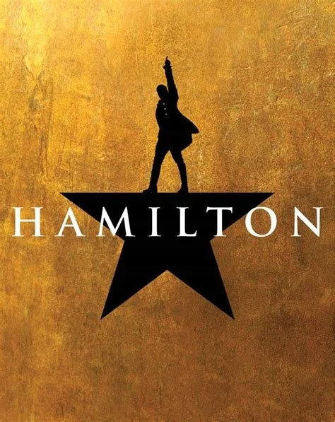 Hamilton The Musical logo: black star set against a golden background.