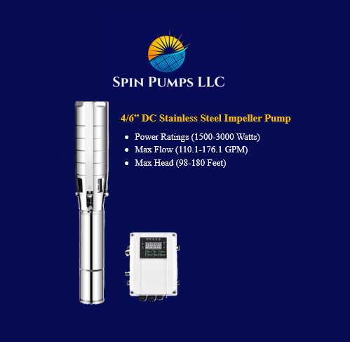 4/6" SS Impeller Water Pump - 2200W, 280V (6SSIM-2200-280-75/75-DC)