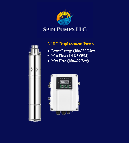 3" Displacement Water Pump - 750W, 96V (3DISP-750-96-5/225-DC)