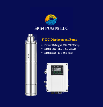 4" Displacement Water Pump - 750W, 96V (4DISP-750-96-9/200-DC)