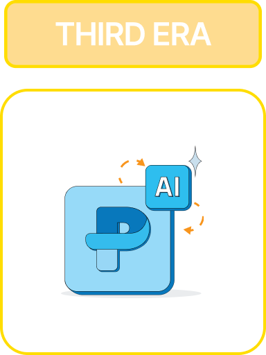 A graphic with a yellow banner at the top labeled 'Third Era', featuring the Paywhere logo with an overlay 'AI' symbol, symbolizing a new phase in digital payment technology.