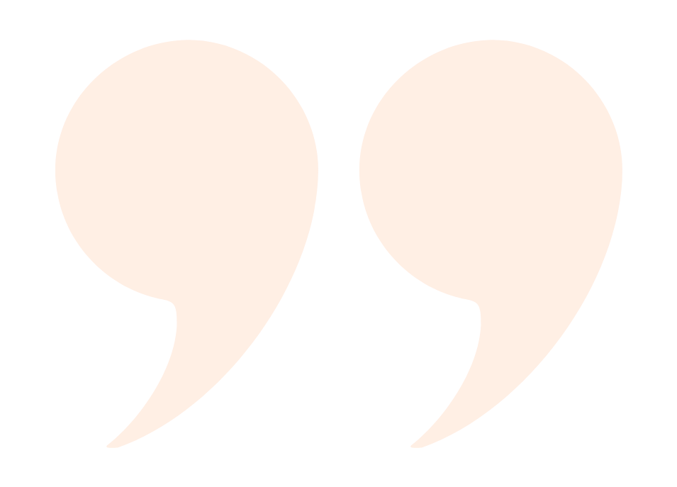 Two large orange quotation marks on a black background.