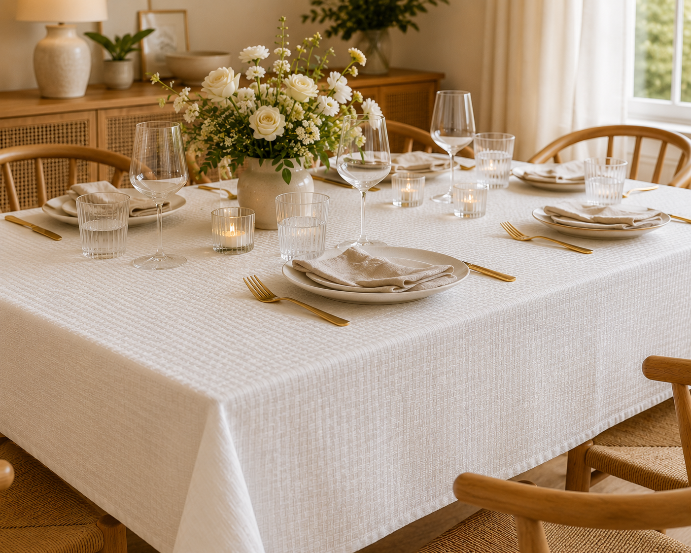 White Tablecloth - 60in x 102in