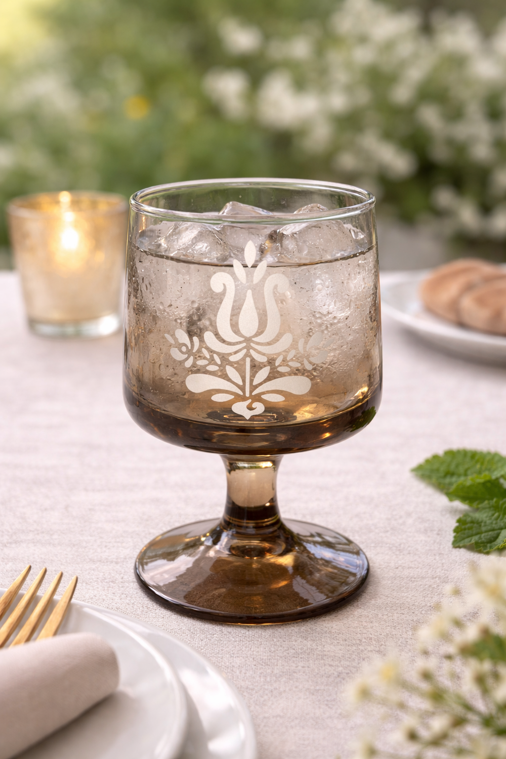 Etched Amber Tasting Goblet