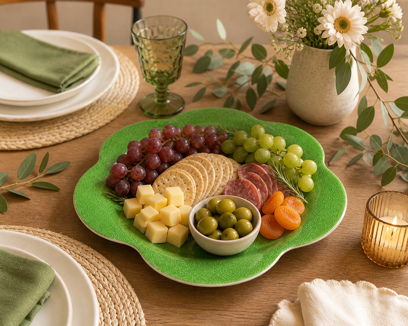 Large Plastic Green Serving Plate