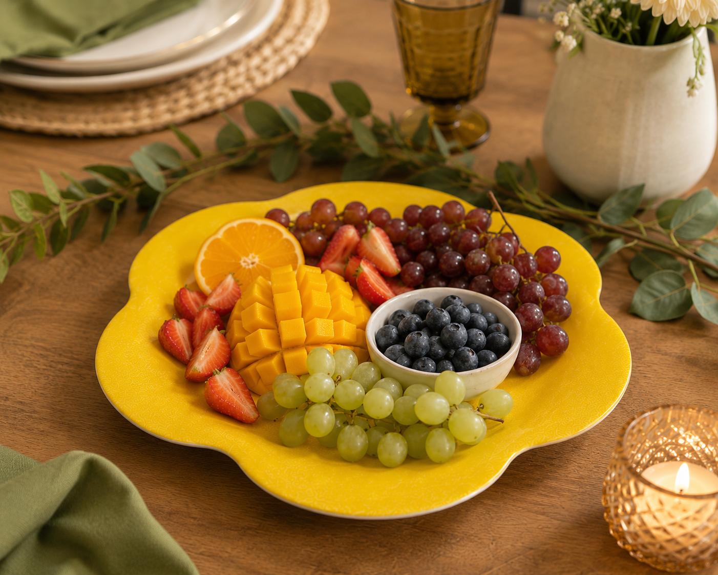 Large Plastic Yellow Serving Plate