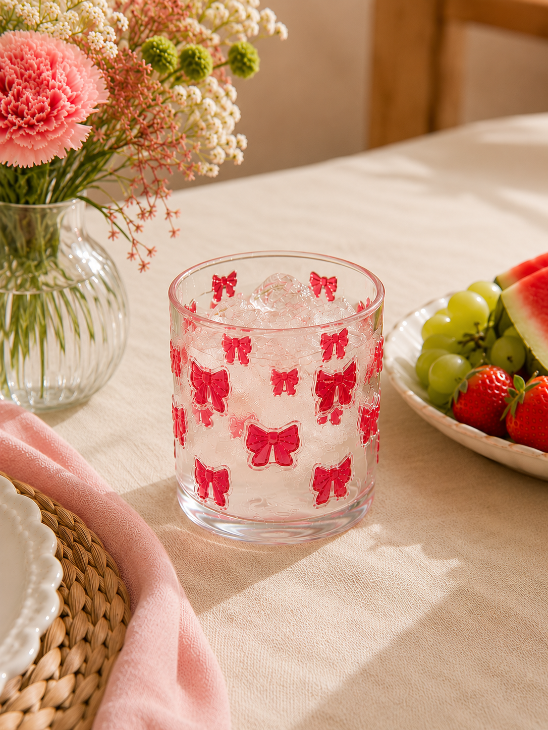 Red Bow Plastic Tumbler