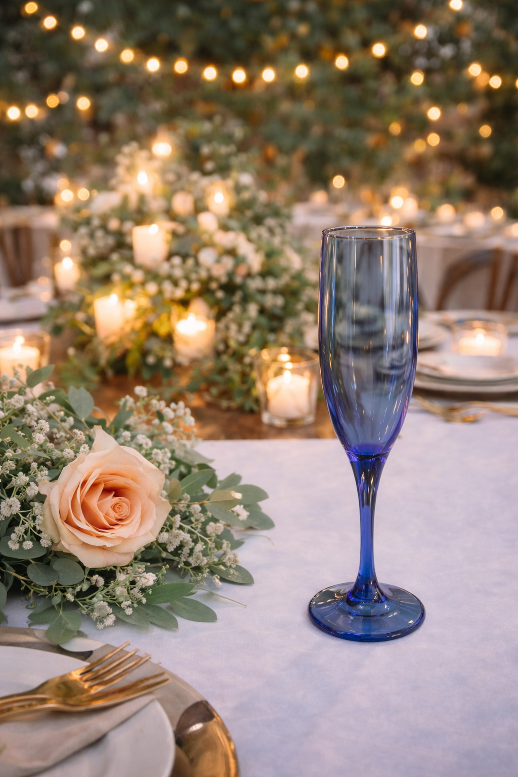 Cobalt Blue Champagne Flute
