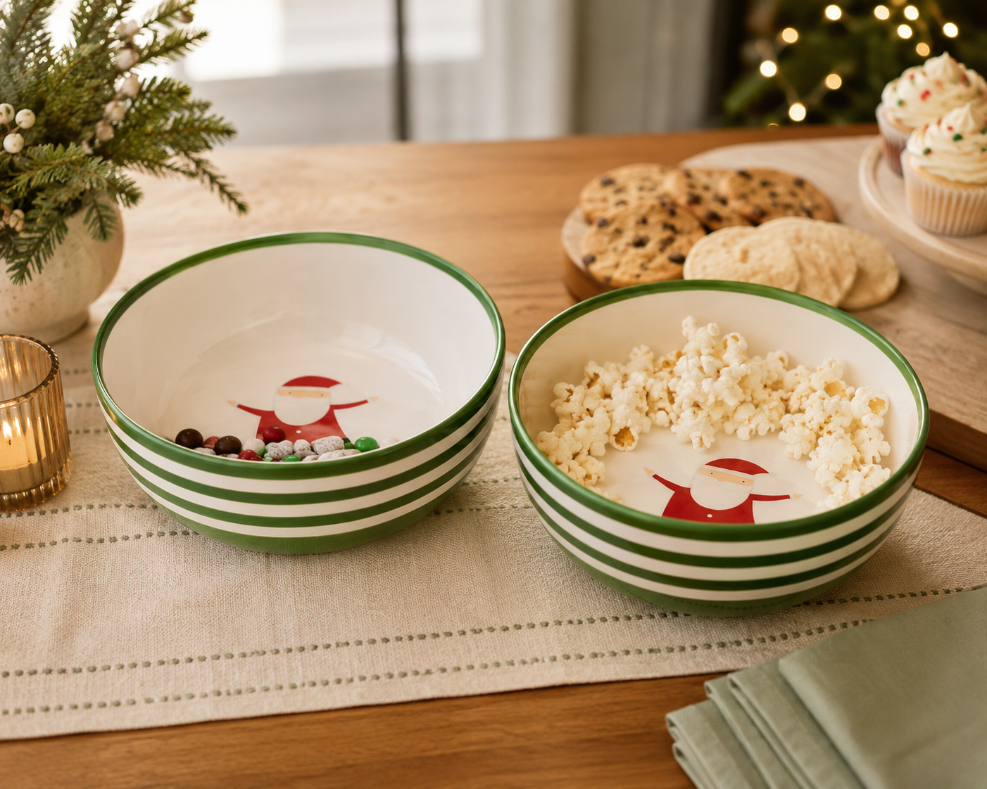 Large Christmas Theme Serving Bowls