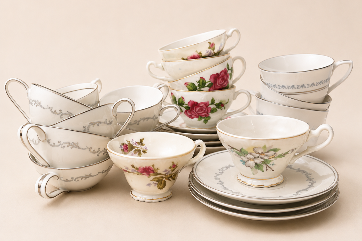 mismatched tea party collection