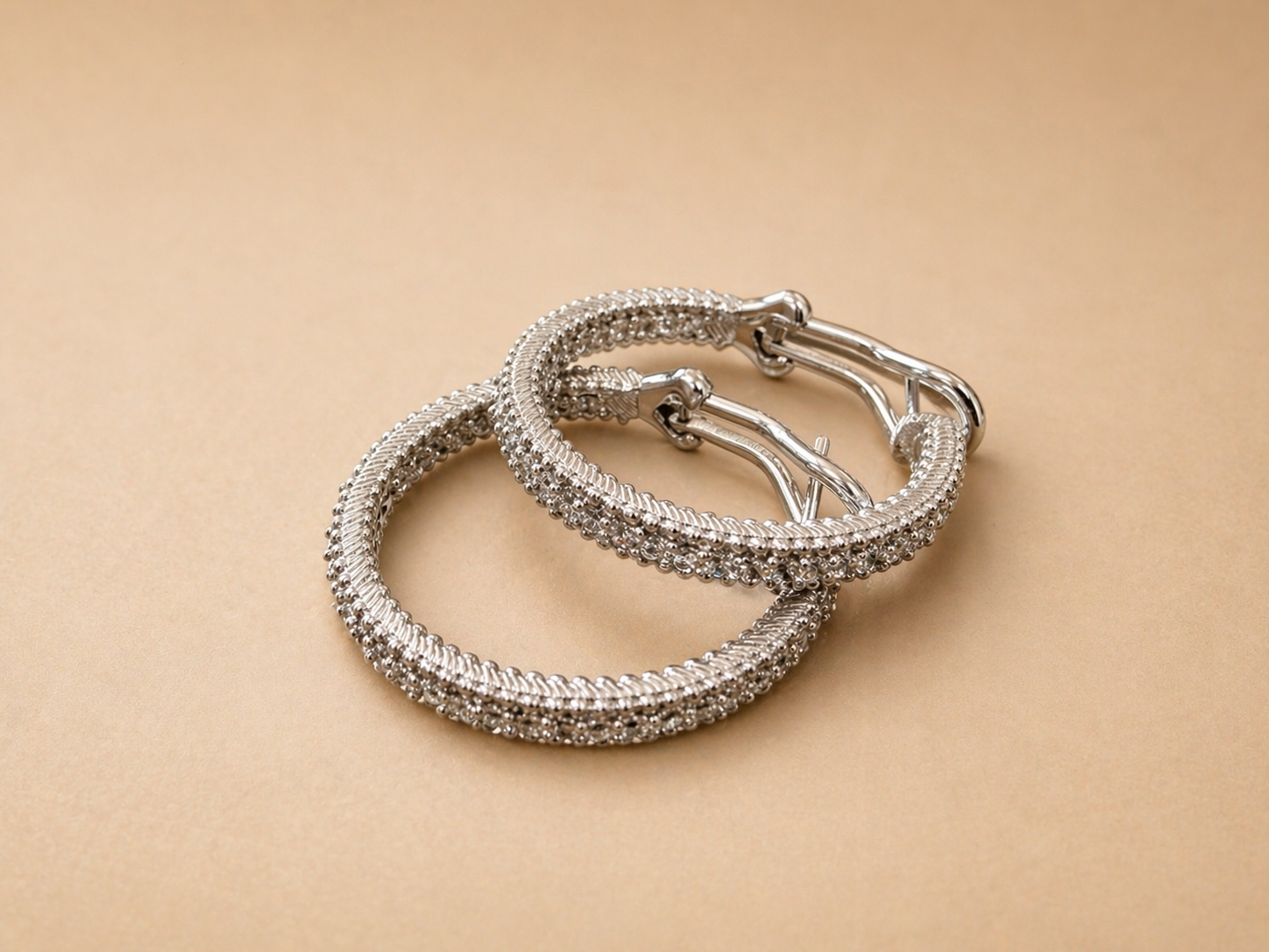 Cubic  Zirconia  In and Out Hoop Earrings