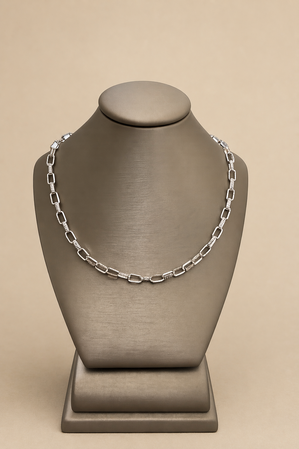 Sterling Silver Rectangular Link Necklace