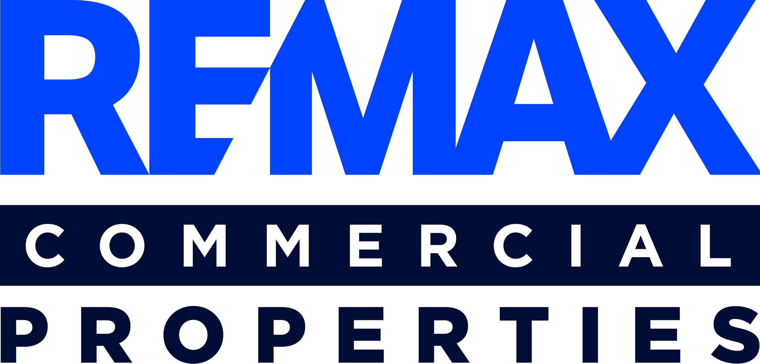 Logo of REMAX Commercial Properties in blue and white text.