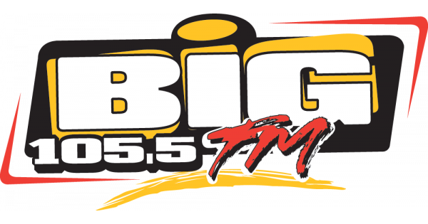 Logo of Big FM 105.5, an FM radio station, with bold white and yellow text on a black background and a red stylized 'FM'.