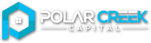 Logo of Polar Creek Capital featuring a blue and black house-like icon and text.
