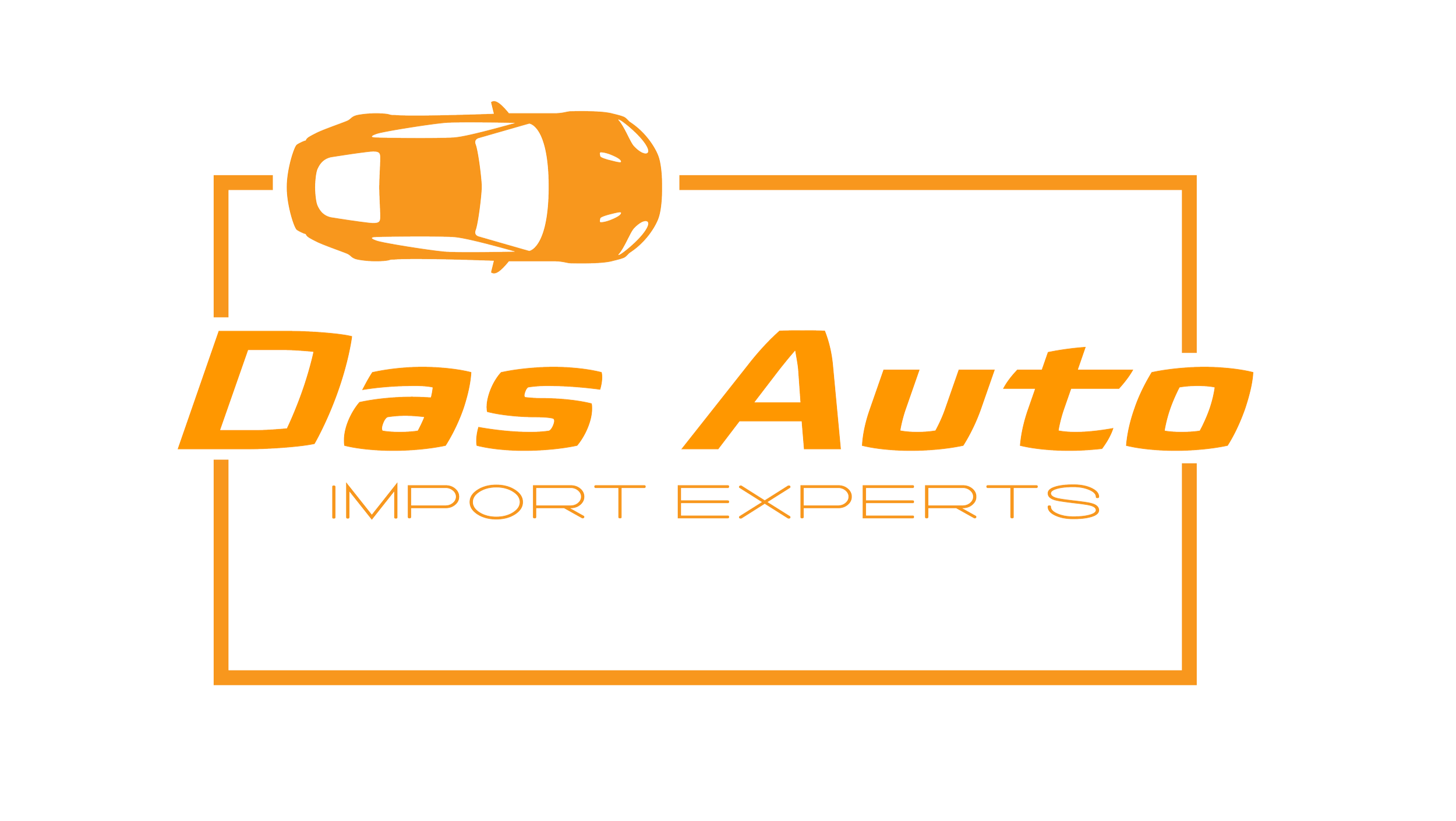Logo for Das Auto Import Experts featuring a stylized orange car silhouette and orange text on a black background.