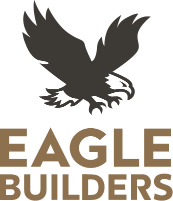 Silhouette of an eagle with outstretched wings above the words 'EAGLE BUILDERS' in bold letters.