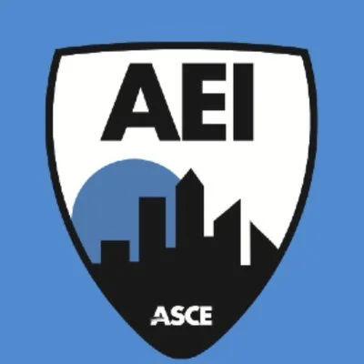 Logo of AEI with a city skyline in a shield design and the word ASCE underneath.
