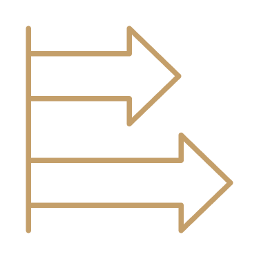 Three horizontal arrows pointing to the right, stacked vertically.