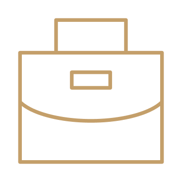 Outline of a briefcase with a handle and a front pocket.