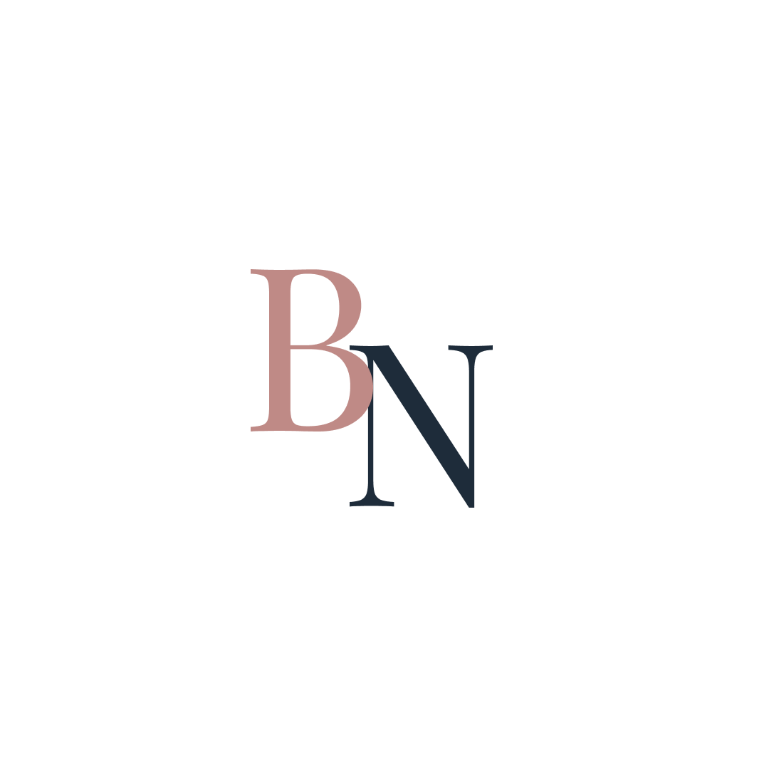 A logo with the letters B and N overlapping, with B in pink and N in dark blue, on a black background.
