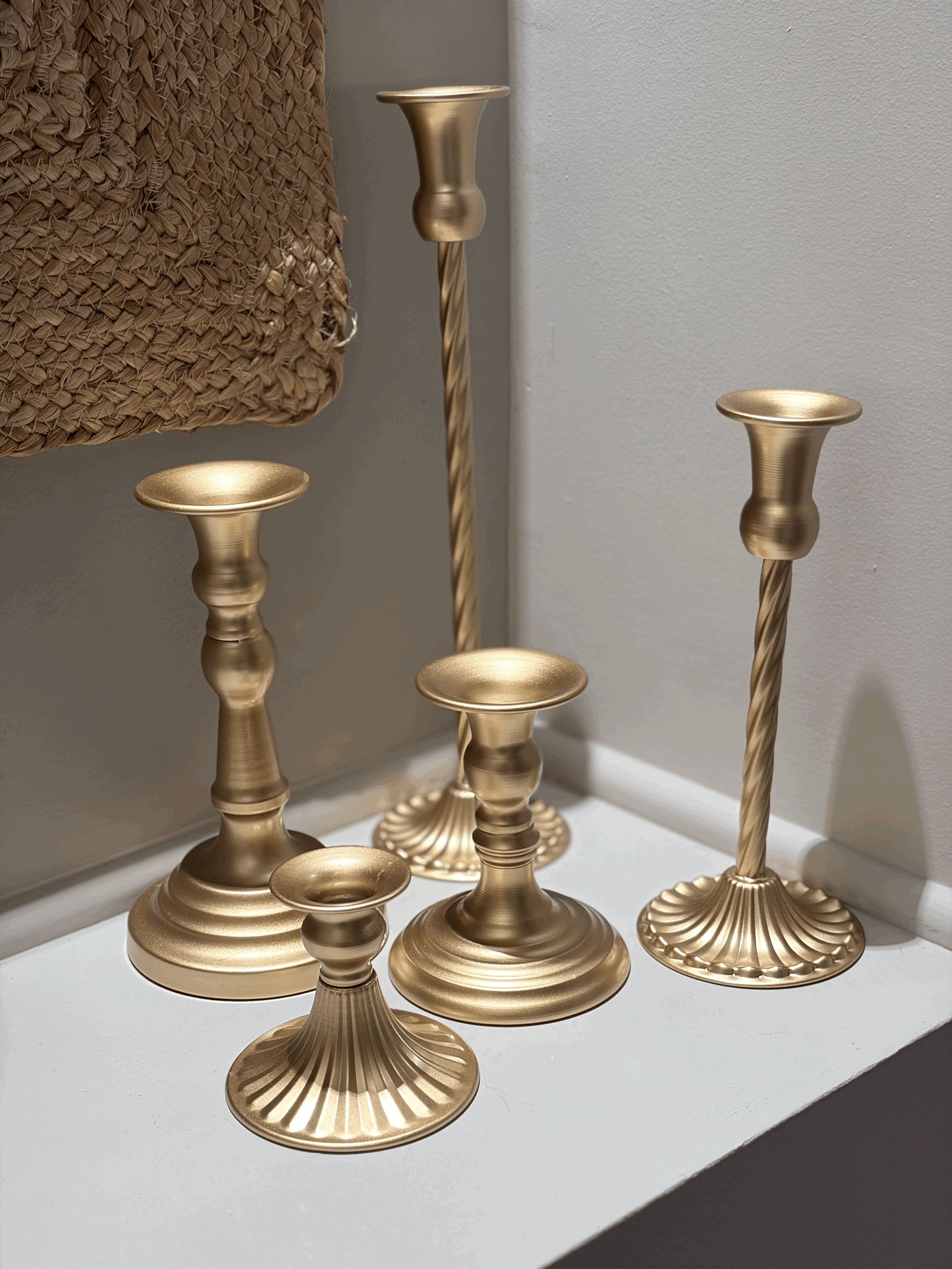 Gold Mismatched Candlestick Holders