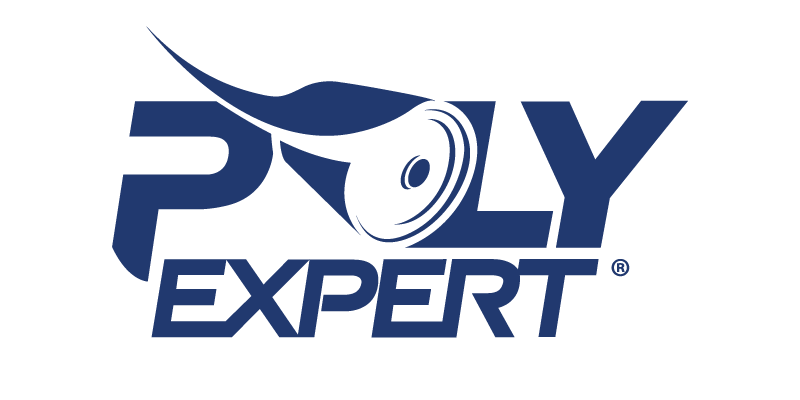 PolyExpert logo with a stylized water leak detection device above the text