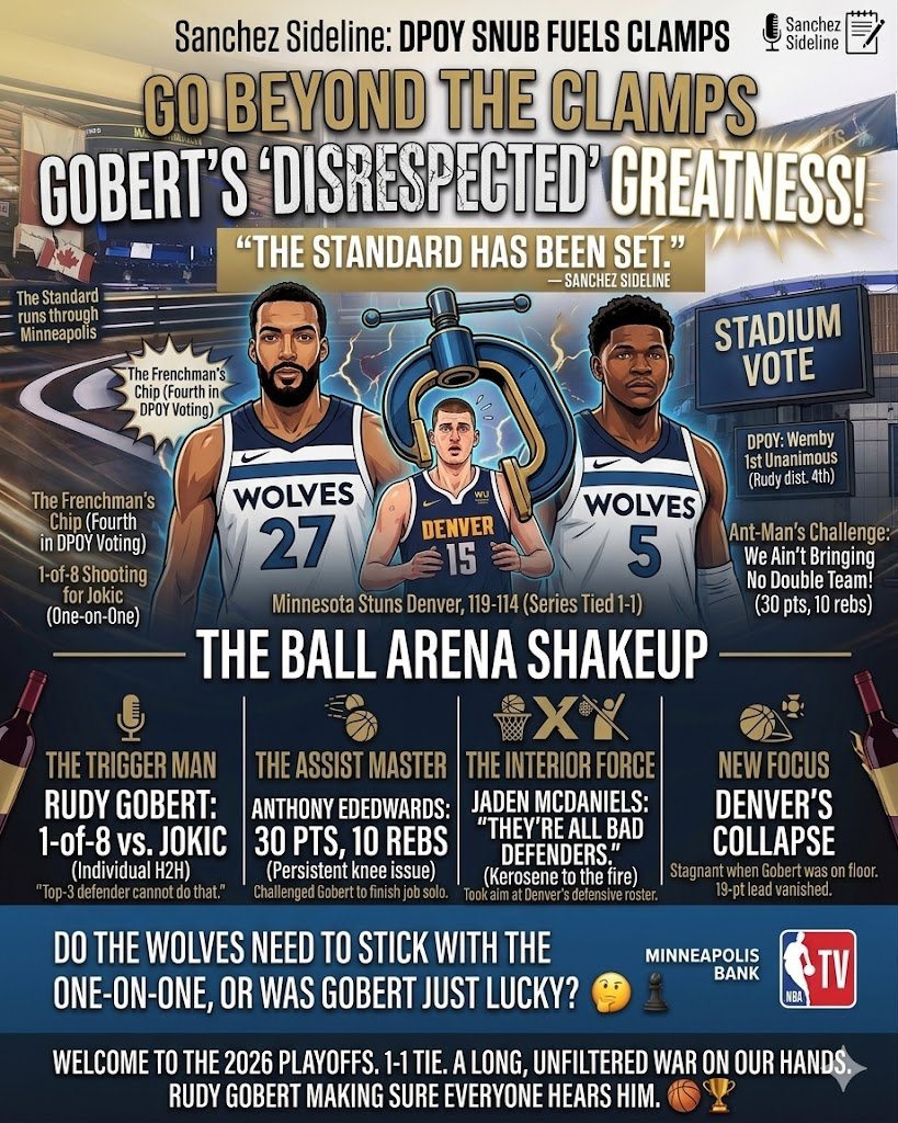 Disrespected Greatness: Gobert Clamps Jokic to Even Series After DPOY Snub