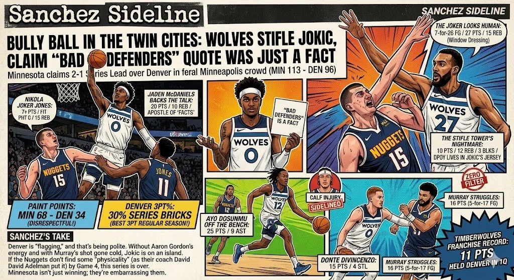 Bully Ball in the Twin Cities: Wolves Stifle Jokic, Claim "Bad Defenders" Quote Was Just a Fact