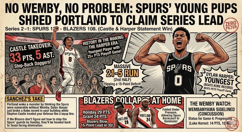 No Wemby, No Problem: Spurs’ Young Pups Shred Portland to Claim Series Lead