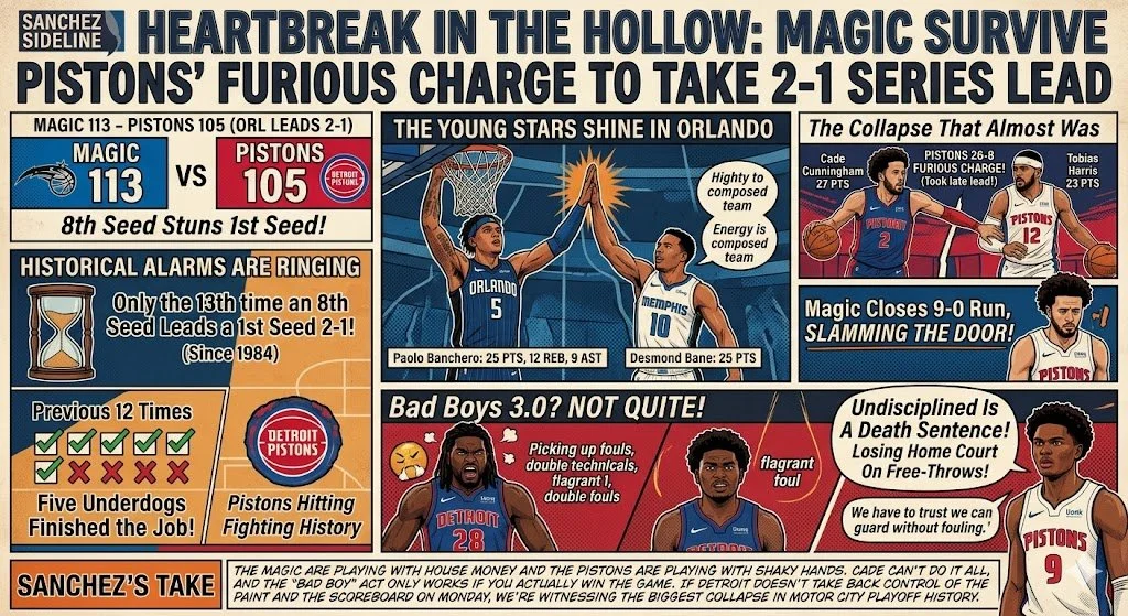 Heartbreak in the Hollow: Magic Survive Pistons' Furious Charge to Take 2-1 Series Lead