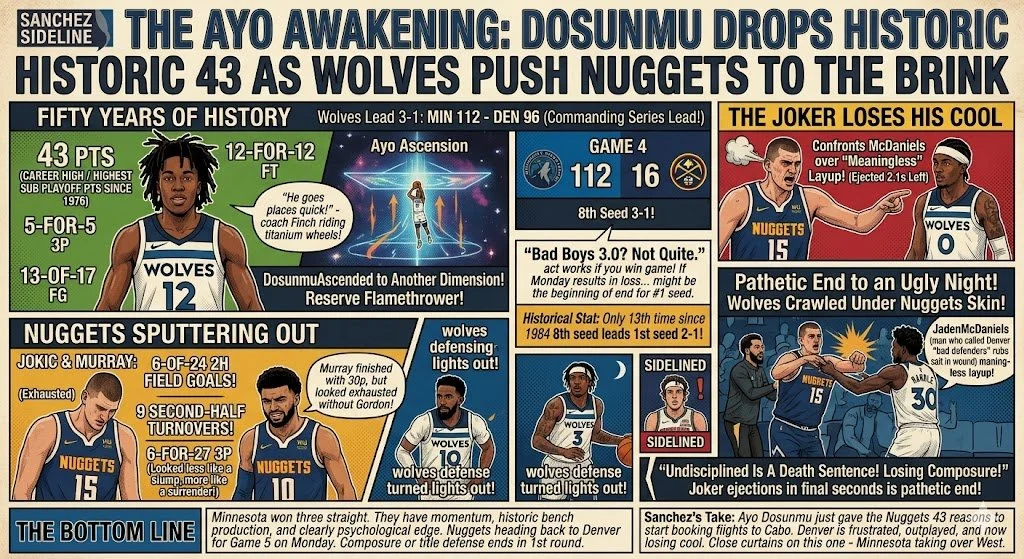 The Ayo Awakening: Dosunmu Drops Historic 43 as Wolves Push Nuggets to the Brink
