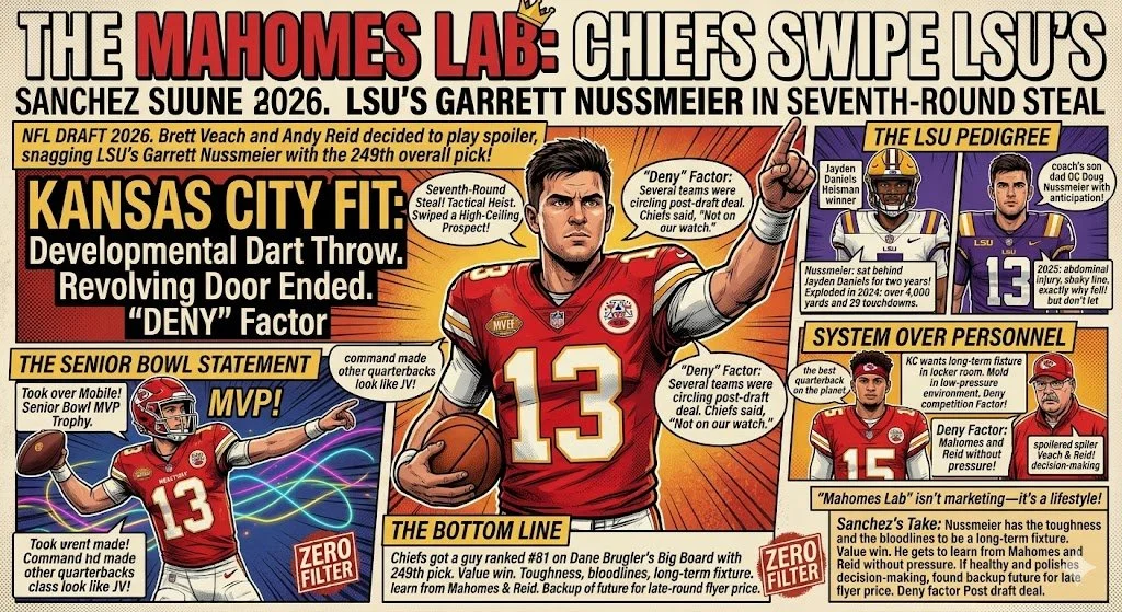 The Mahomes Lab: Chiefs Swipe LSU’s Garrett Nussmeier in Seventh-Round Steal
