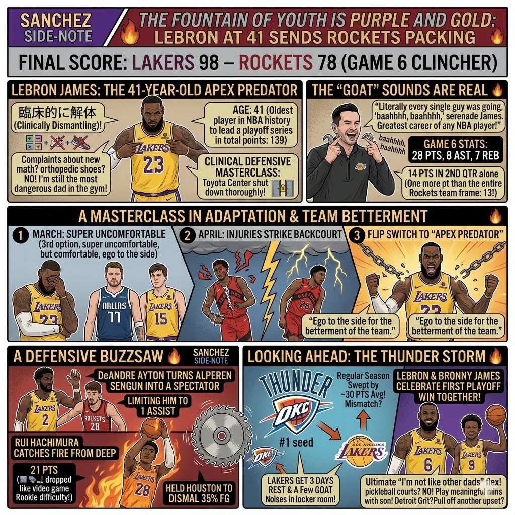 The Fountain of Youth is Purple and Gold: LeBron at 41 Sends Rockets Packing