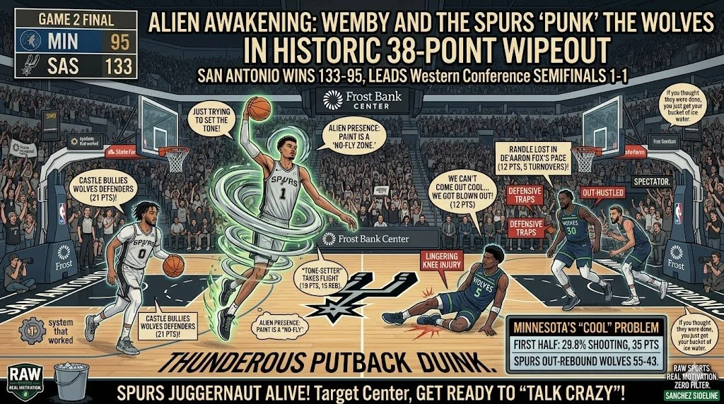 Alien Awakening: Wemby and the Spurs "Punk" the Wolves in Historic 38-Point Wipeout