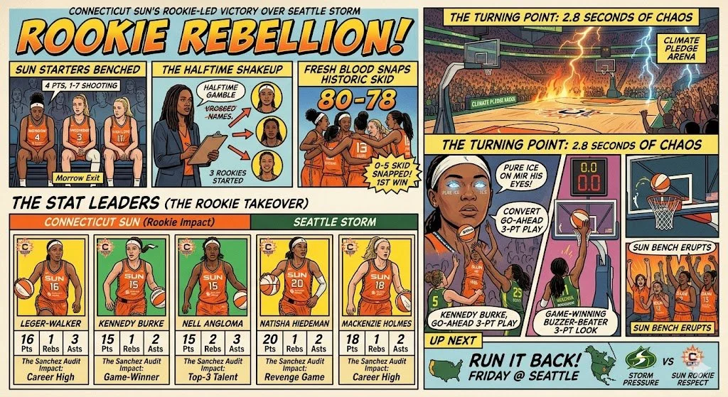 Rookie Rebellion! Sun Starters Benched, Fresh Blood Snaps Historic Skid in Seattle