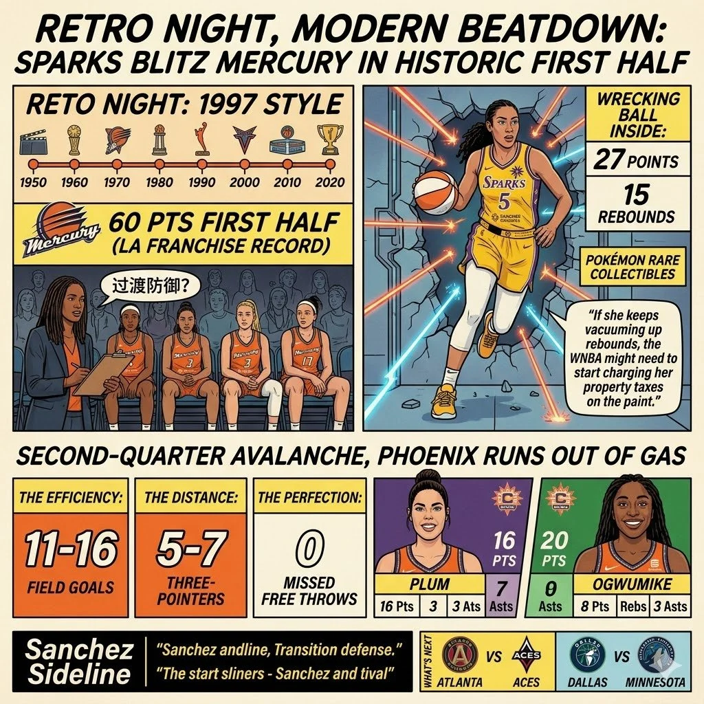 Retro Night, Modern Beatdown: Sparks Blitz Mercury in Historic First Half