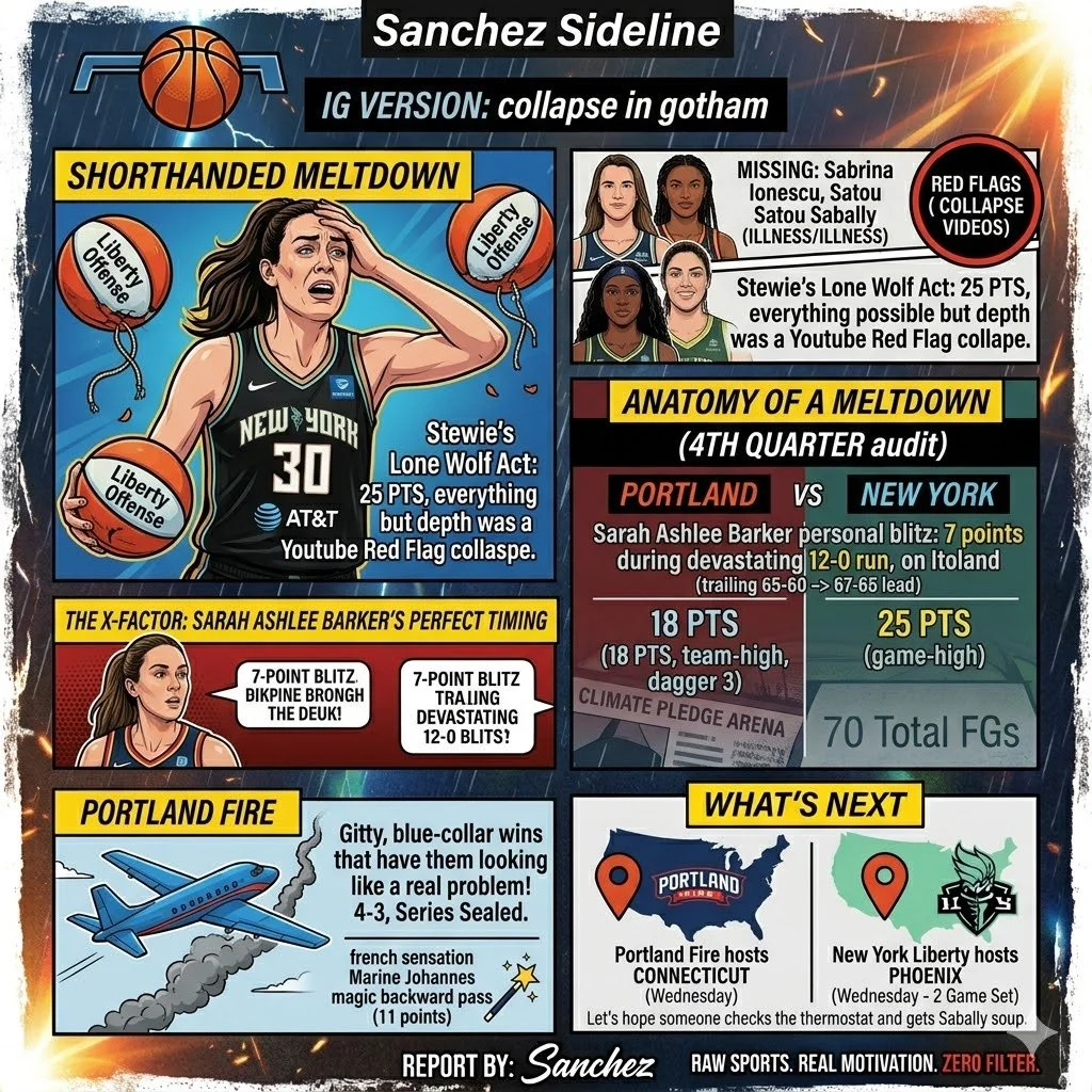 Fourth-Quarter Meltdown in Gotham: Fire Smoke Shorthanded Liberty 81-74