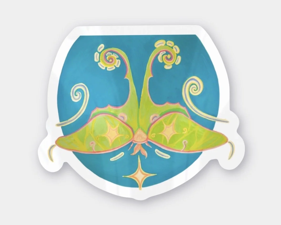 LUNA MOTH STICKER (X3)