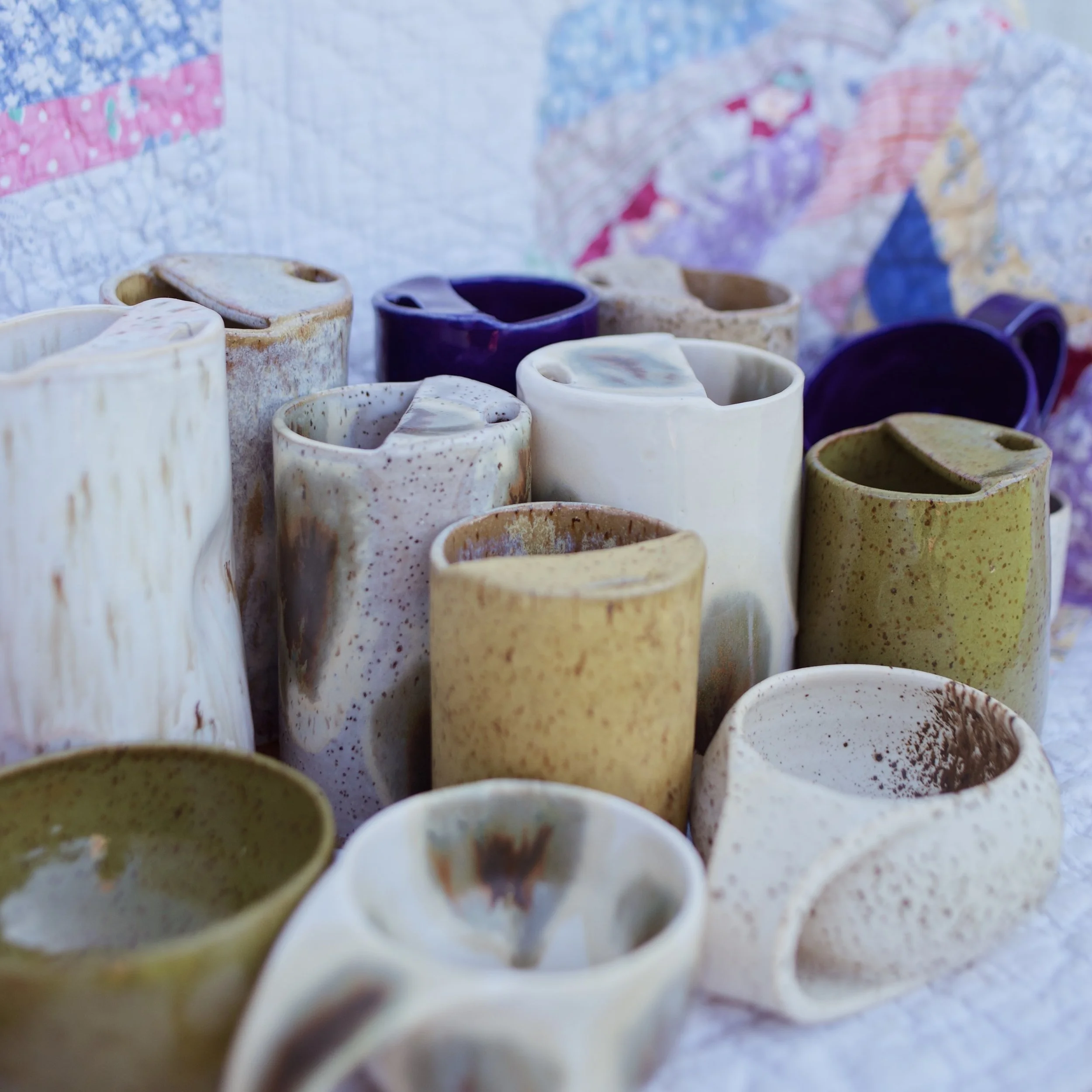 These pieces (&amp; more hot out of the kiln tomorrow) will be available at @graceandjoyco this Thursday evening from 4pm-8pm! 

 Address: 9720 Kidron Rd, Fredericksburg, OH 44627

 We will have Wildfolk Naturals set up with all our handmade pottery,