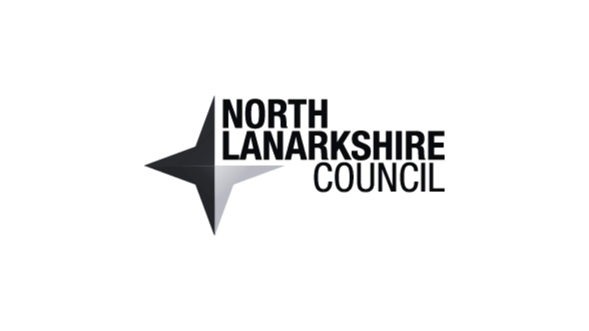 Logo for North Lanarkshire Council featuring a metallic star shape with black text.