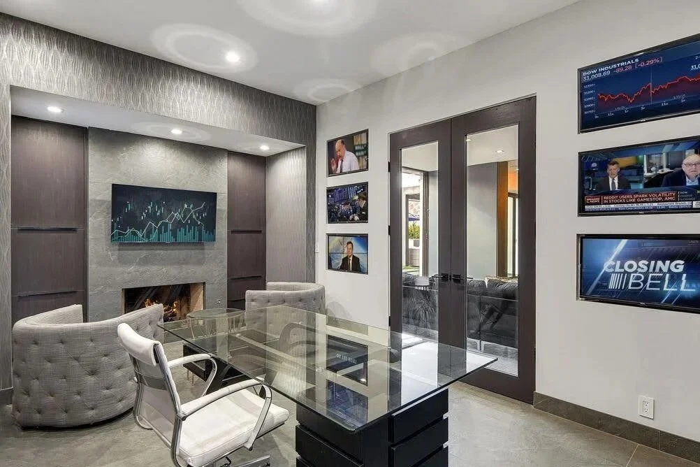 Custom modern gray office storage cabinets