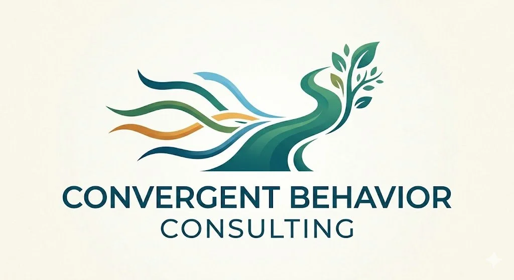 Logo for Convergent Behavior Consulting featuring a stylized tree with flowing branches in green, blue, and orange.