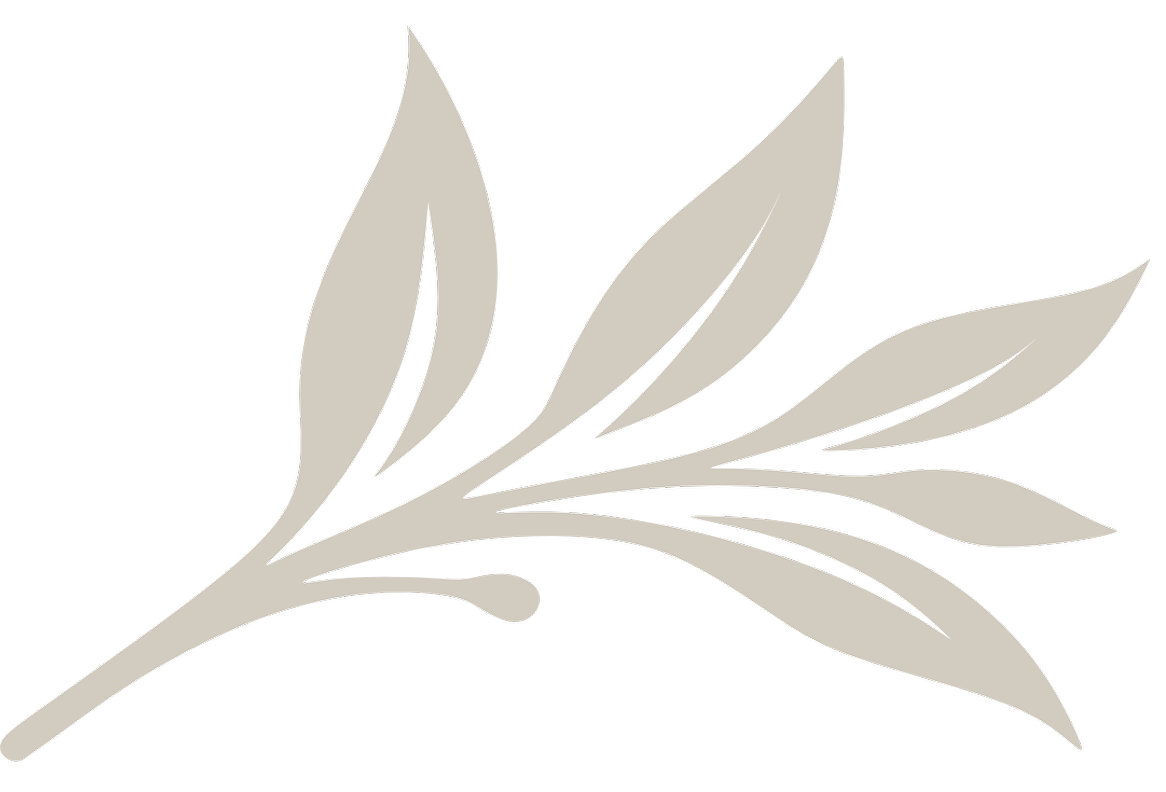 Grayish leaf design, which is an element of the Silver and Sage logo.