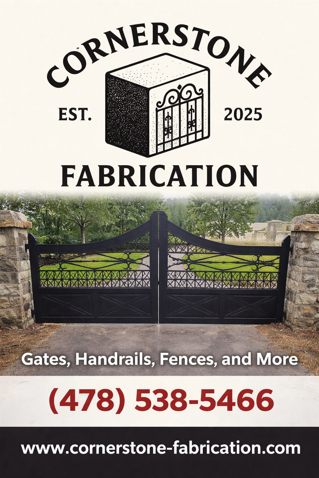 Cornerstone Fabrication logo with Contact