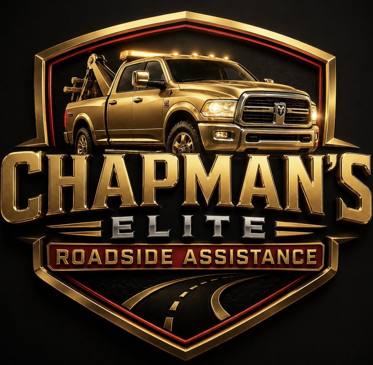 Gold truck with roadside assistance logo