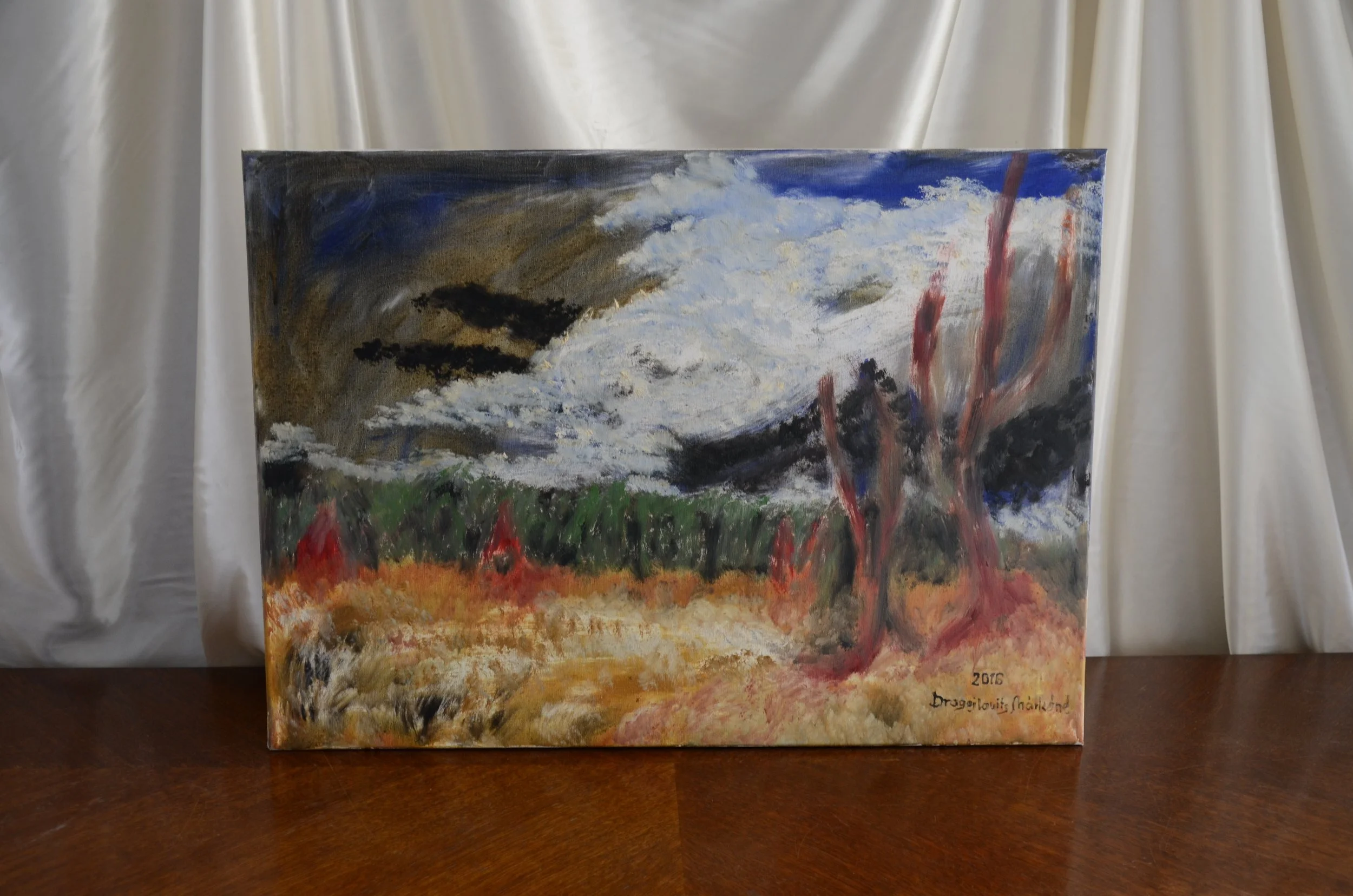 Viharos tájkép | olaj farostlemezen | 2016