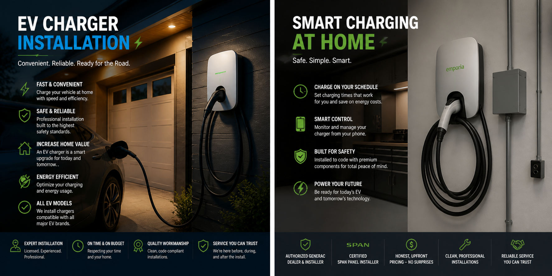 An example of a residential EV charger installation service by Circuit X Electric featuring smart home electric vehicle charging solutions and energy-efficient upgrades.