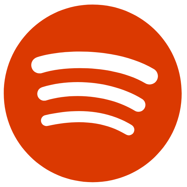 Spotify logo with an orange circle and black sound waves.